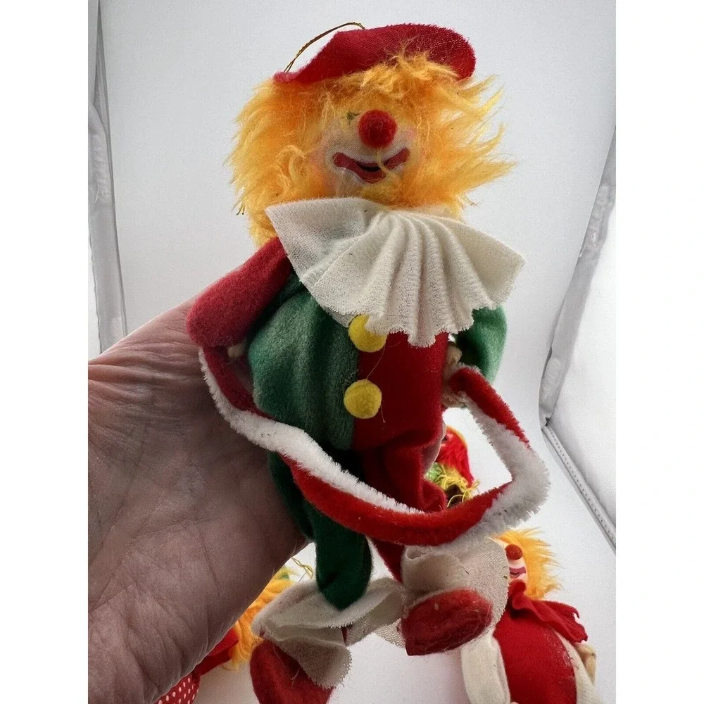 Vintage Home Decorative Happy Holidays Christmas‎ Clowns Ornaments - Set of 6